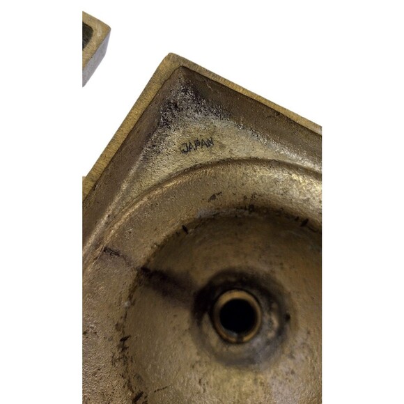 Vintage 60s 70s MCM Heavy Solid Brass Gold Tapered Candle Holders Made In Japan - Picture 12 of 12